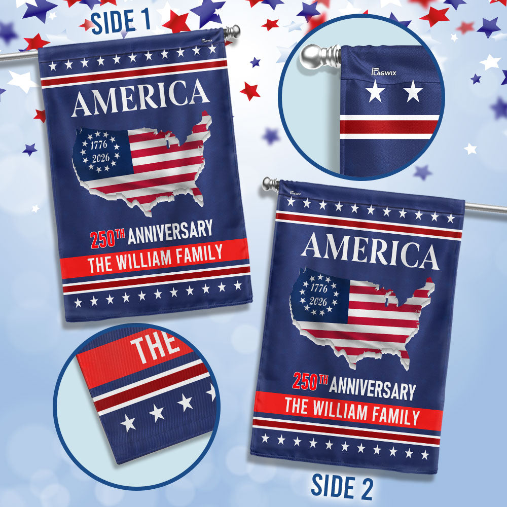 Personalized 250th Anniversary America Flag, 1776 2026 America Map Decor