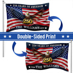 Custom American Flag, Personalized 250 Years of Freedom Grommet Flag