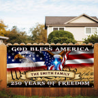 Personalized Fence Banner God Bless America, Patriotic 250 Years of Freedom Custom Outdoor Flag