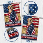 Dog American Flag, Personalized 250 Years of Freedom Golden Retriever Flag
