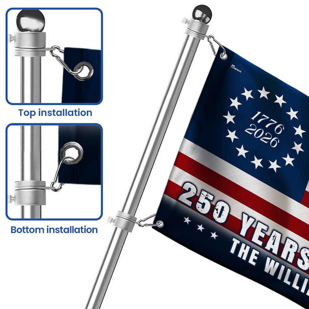 Personalized 250 Years of Freedom Betsy Ross 1776 2026 Eagle Grommet Flag