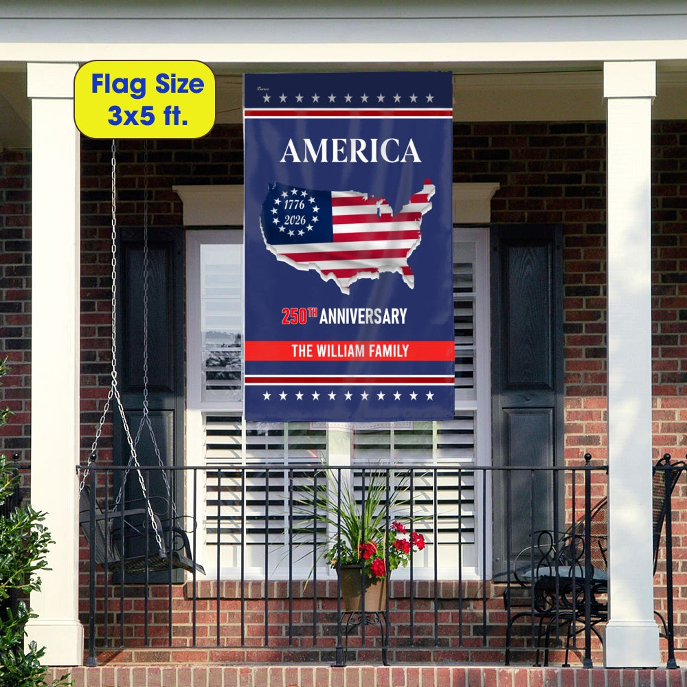 Personalized 250th Anniversary America Flag, 1776 2026 America Map Decor