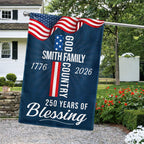 Custom American Patriotic Flag, Personalized 250 Years of Blessing God 1776 2026 Flag Decor