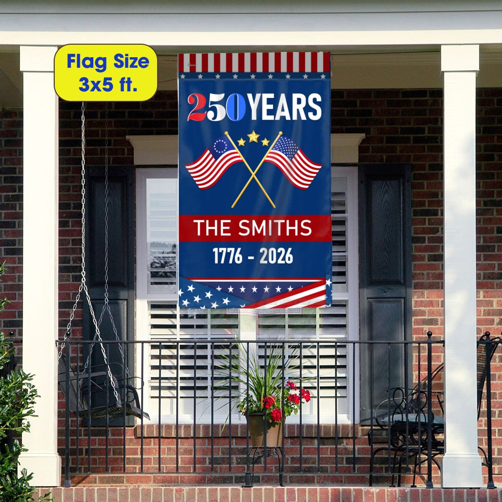 Personalized 250 Years of Freedom 1776 2026 American Flag, Custom Name