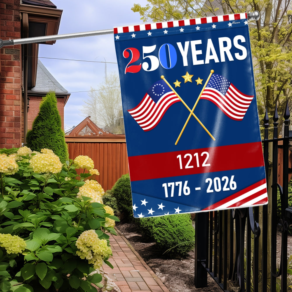 Personalized 250 Years of Freedom 1776 2026 American Flag, Custom Name