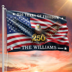 Custom American Flag, Personalized 250 Years of Freedom Grommet Flag