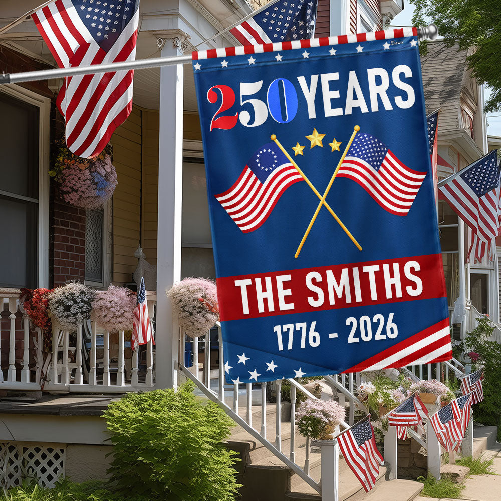 Personalized 250 Years of Freedom 1776 2026 American Flag, Custom Name