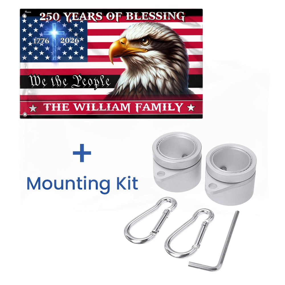 Patriotic Custom Name Flag, Personalized 250 Years of Blessings 1776 2026 American Grommet Flag