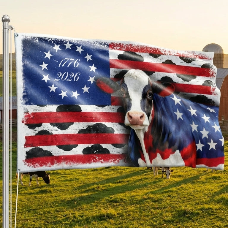 Flagwix Patriotic Cow Flag, 1776 2026 Proud Cow Farmer Farm Life Flag Decor