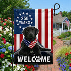 Patriotic Welcome Dog Garden Flag, 250 Years Labrador Retriever Betsy Ross Flag Decor