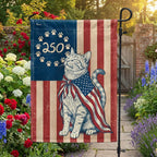 Flagwix Wrapped in Glory Cat Garden Flag - 250th Anniversary Patriotic Paw Prints Betsy Ross Flag Decor
