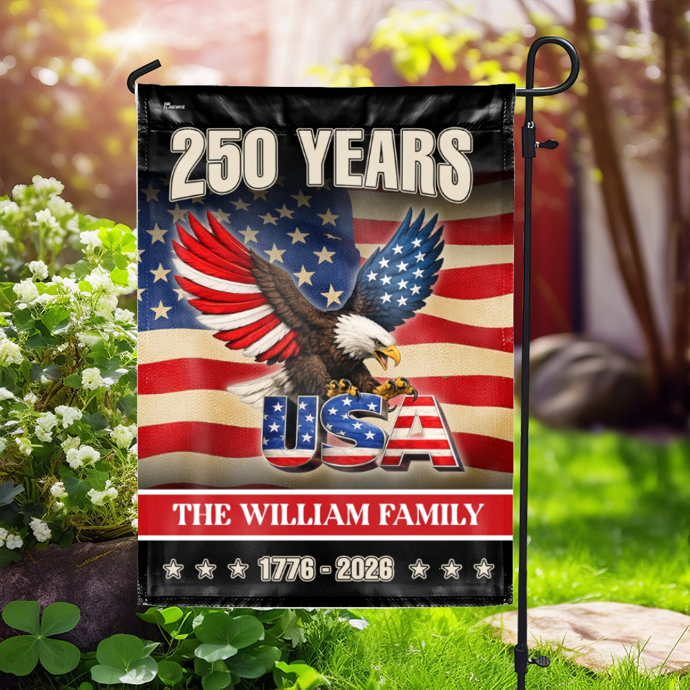 Custom Name American 1776 2026 Flag, Personalized 250 Years Eagle USA Flag
