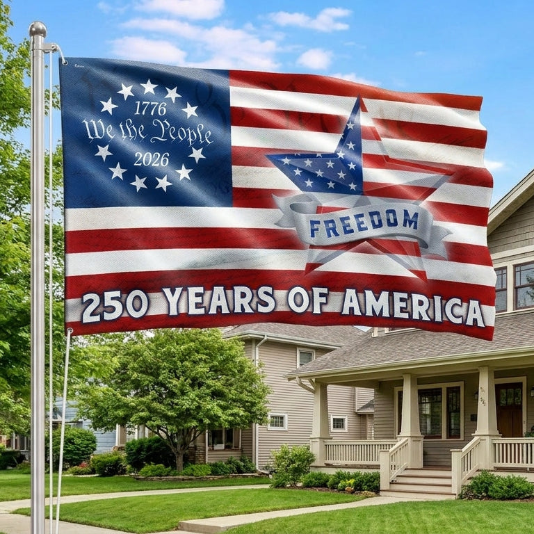 Patriotic Flag, 250 Years of America Star We The People Grommet US Flag