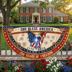 God Bless America Patriotic Fan Flag, 250 Years with Eagle Cross American Flag Decor