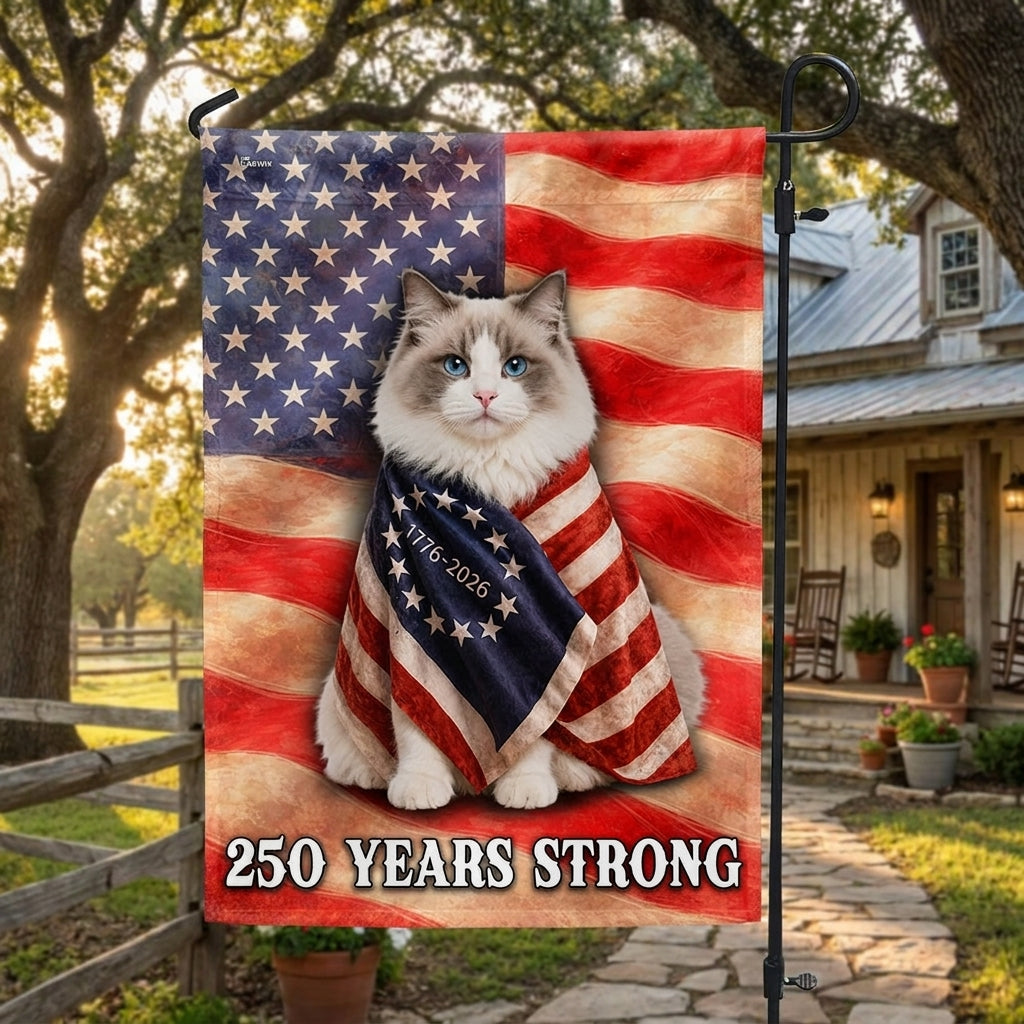 Ragdoll American Patriot Flag, 250 Years Strong Cat US Flag