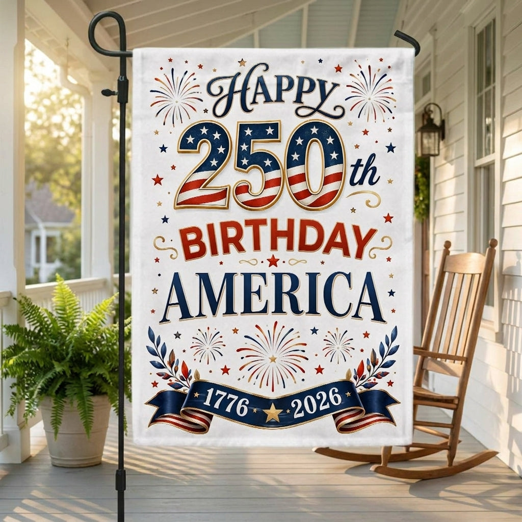 Happy Birthday 250th Anniversary America US Flag for Patriotic Decor