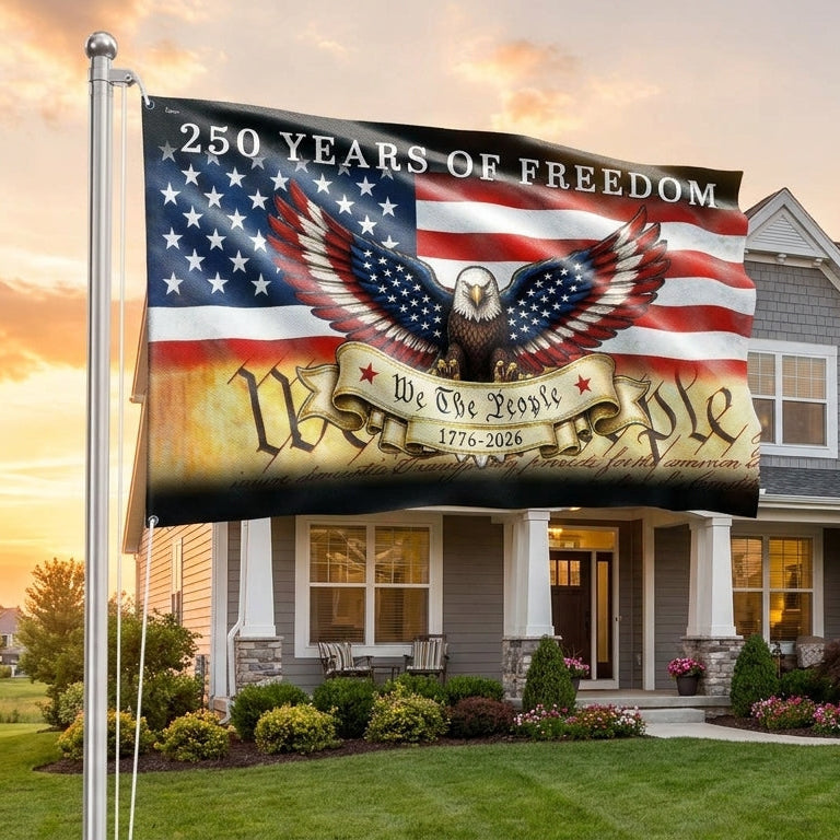 250 Years of Freedom 1776 2026 American Grommet Flag, We The People Patriotic Decor