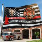 Patriotic Firefighter Cross Grommet Flag, Honoring 250 Years American Flag