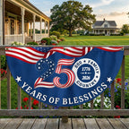 Patriotic American Flag God Family Country, 250 Years of Blessings Fan Flag Decor