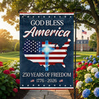 God Bless America Map Flag, 250 Years Semiquincentennial Christian Flag Decor
