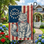 Flagwix Patriotic Maine Coon Cat Garden Flag - 250th Anniversary Patriotic Paw Prints Betsy Ross Flag Decor