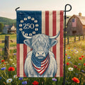 Flagwix Patriotic Highland Cow Garden Flag - 250th Anniversary Cow Farmer Prints Betsy Ros Flag Decor