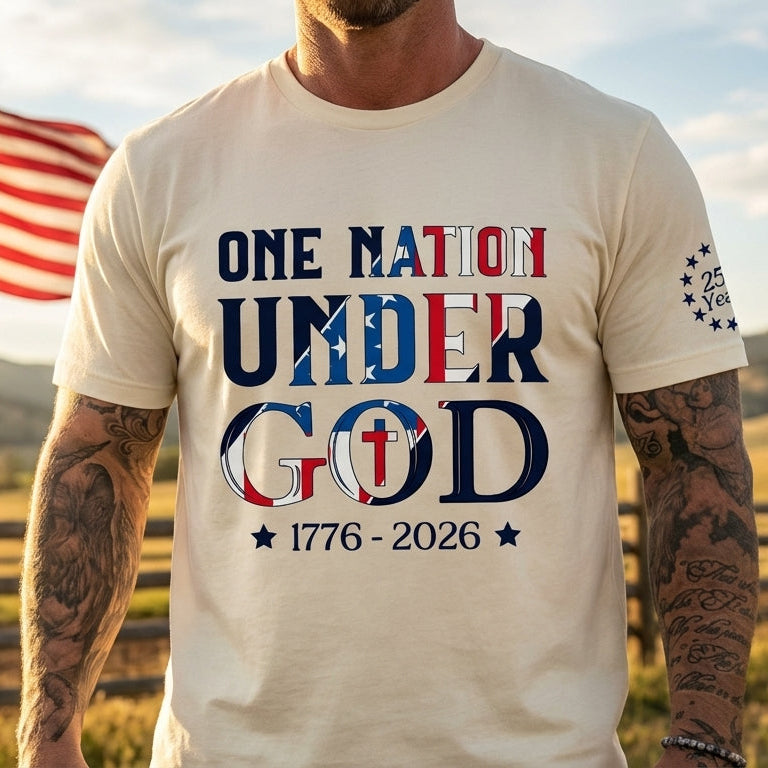 Patriotic One Nation Under God T-Shirt, 250 Years of America 1776 2026 Tee