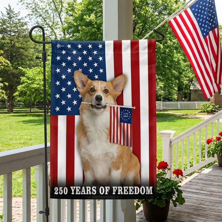 Dog American Flag, 250 Years of Freedom Corgi Dog US Flag