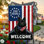 Patriotic Welcome Dog Garden Flag, 250 Years Schipperke 1776 2026 Flag Decor