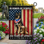 250 Years American German Shepherd Garden Flag, US Veteran Patriotic Dog Flag