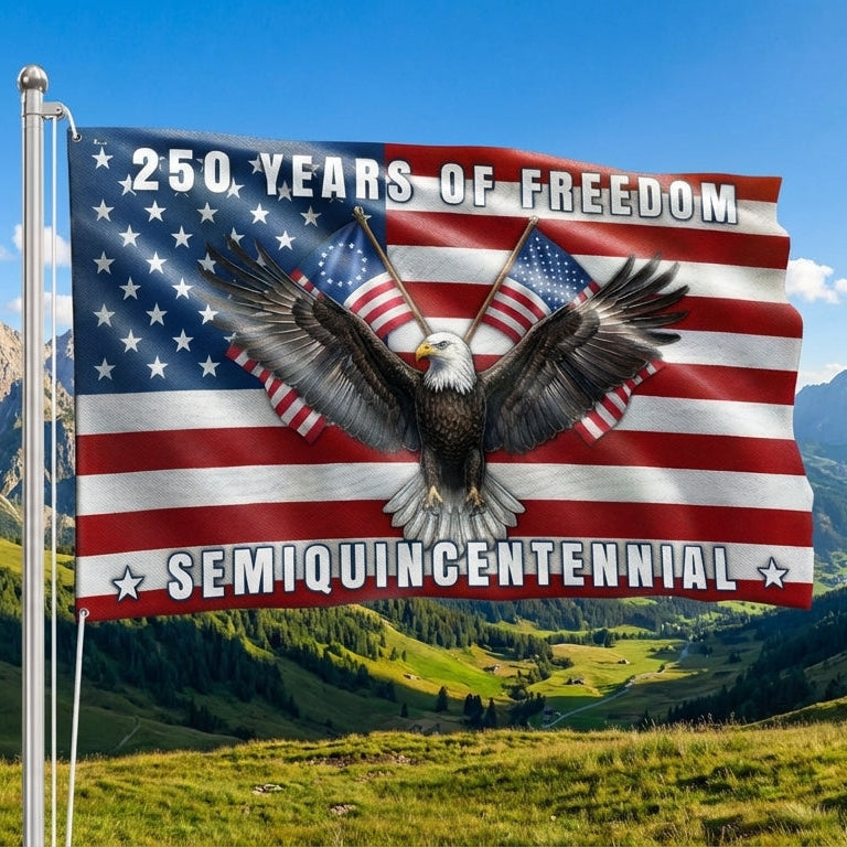 Patriotic 250 Years of Freedom Betsy Ross Flag Semiquincentennial Grommet Flag