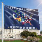 250th Anniversary Semiquincentennial 50 States of America Grommet Flag