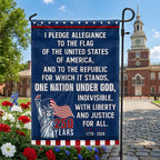 Pledge of Allegiance Garden Flag, One Nation Under God 250 Years 1776 2026 Flag Decor