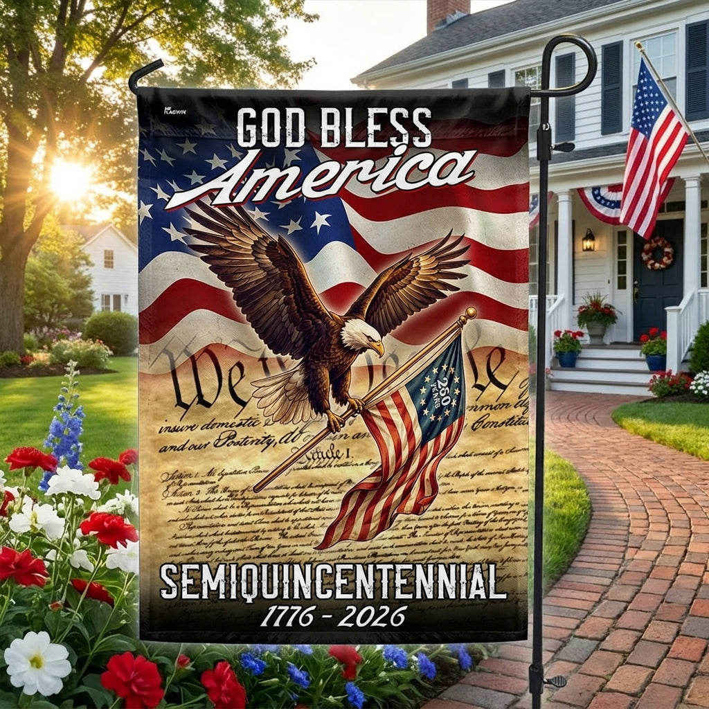 God Bless America 1776 2026 Flag, We The People Semiquincentennial 250 Years American Flag