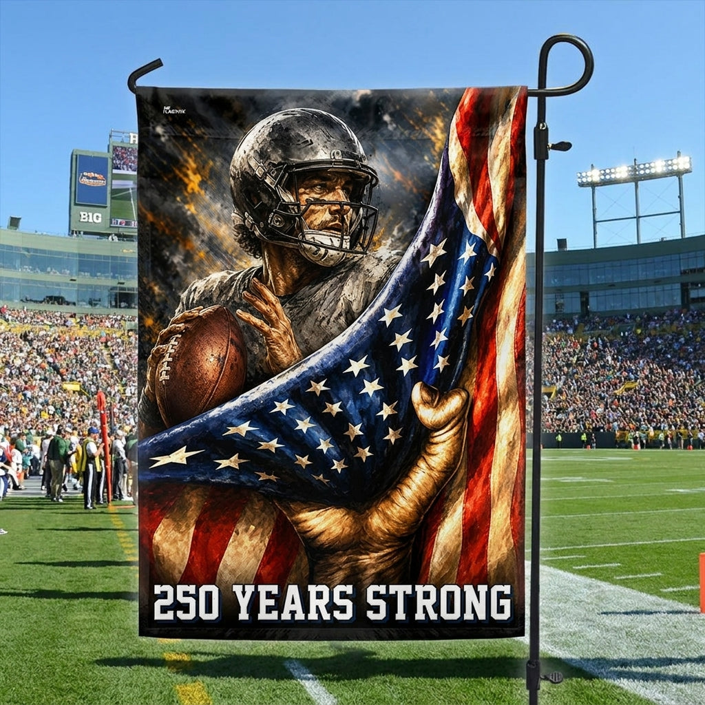 American Football Patriotic Flag, 250 Years Strong Flag Decor for Sports Lovers