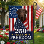 Patriotic Dog Garden Flag, American Chocolate Labrador Retriever 250 Years Flag