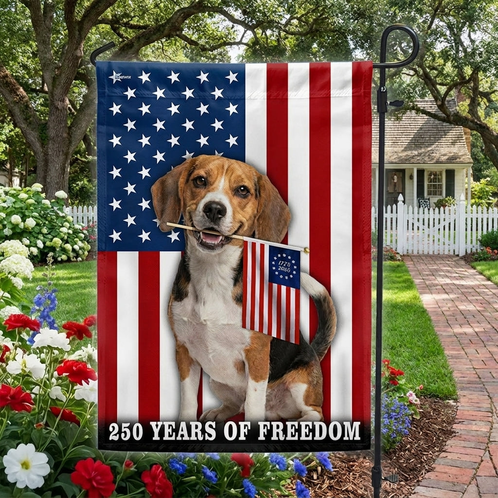 Dog American Flag, 250 Years of Freedom Beagle Dog US Flag