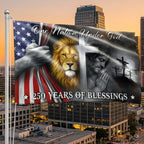 One Nation Under God 250 Years of Blessings Lion Jesus God Grommet Flag