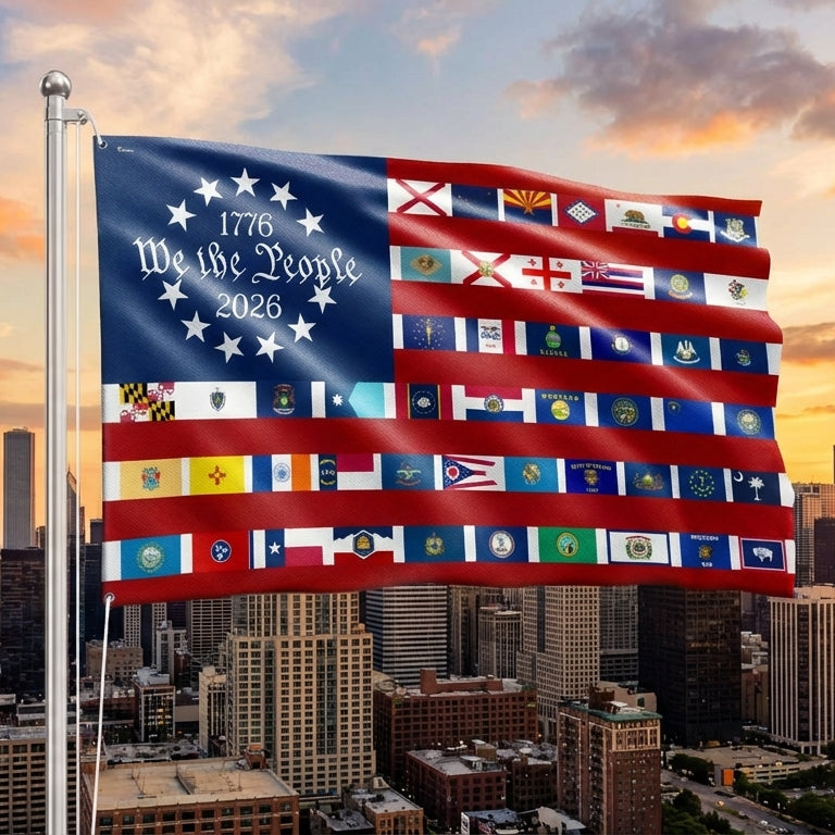 American Flag for 250th Anniversary, We The People 50 States Flag, 1776 2026 Grommet Flag