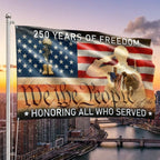 Memorial Day Grommet Flag, 250 Years of Freedom Honoring All Who Served Decor