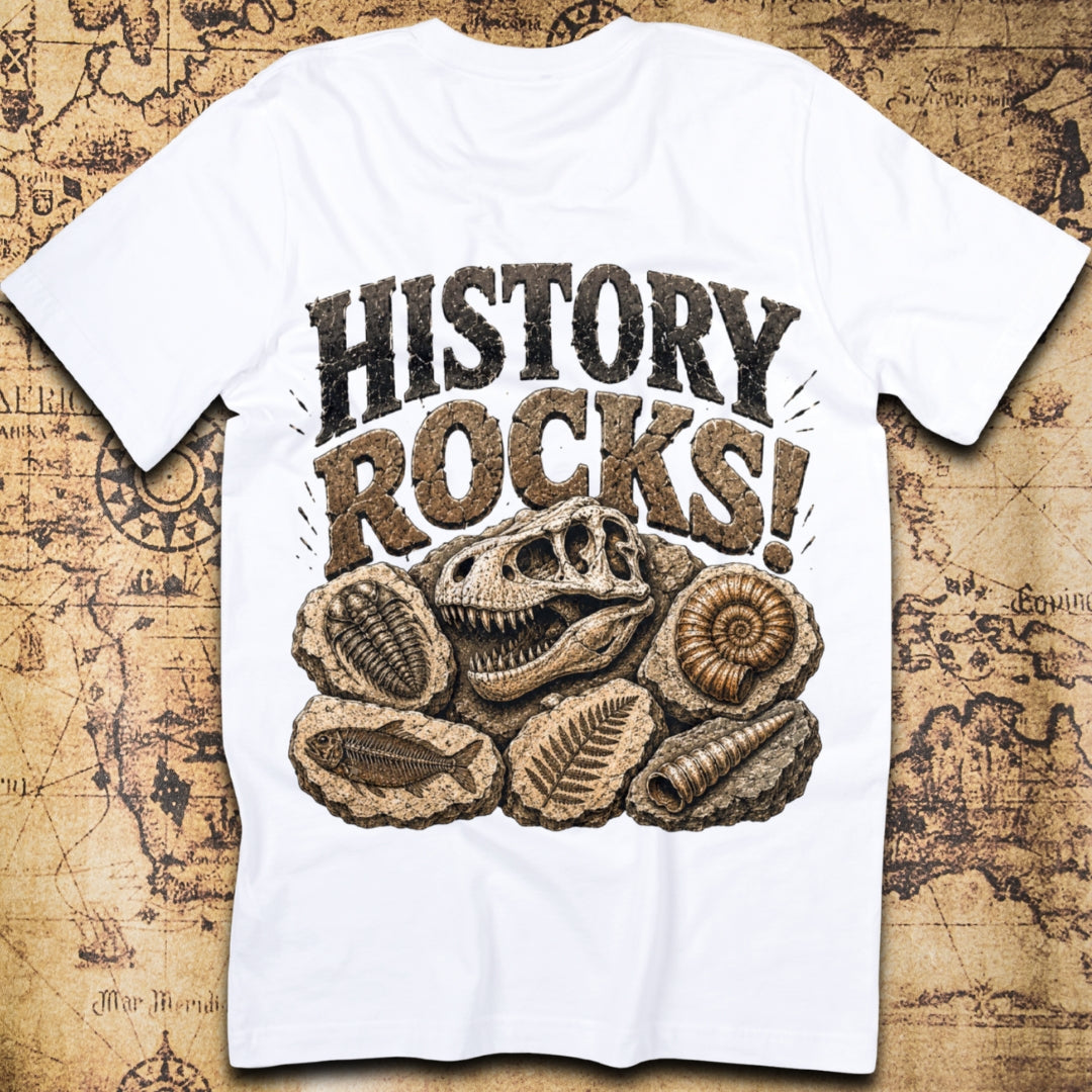 History Rocks Funny Fossil Dinosaur Geology T-Shirt