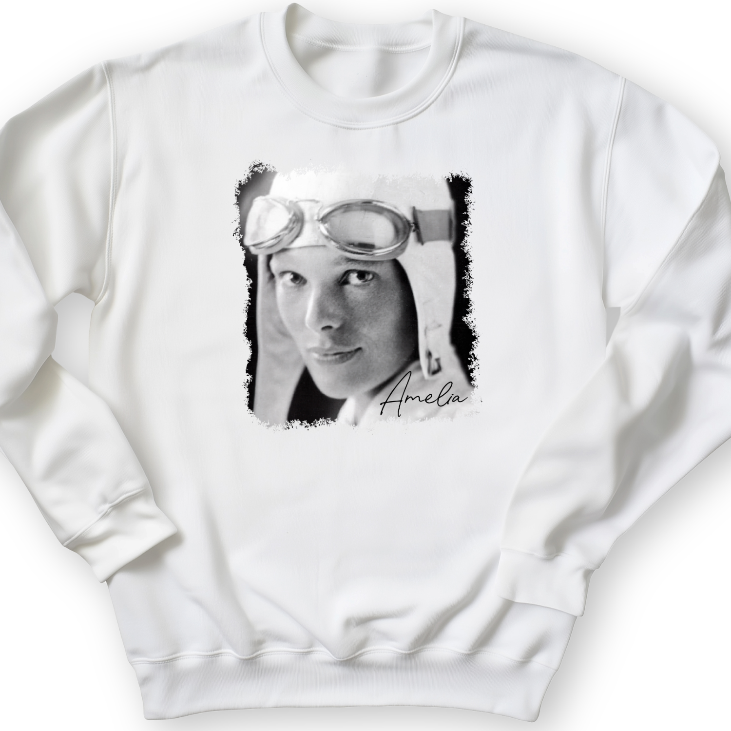 Amelia Earhart B&W Crewneck