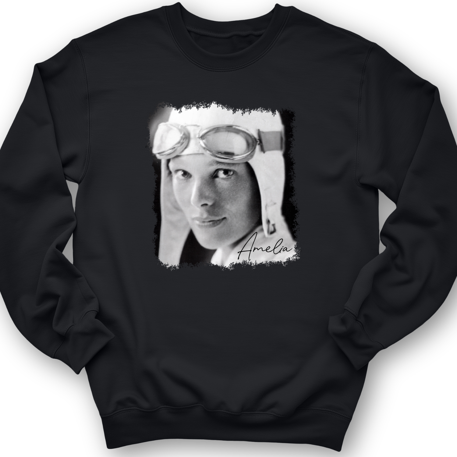 Amelia Earhart B&W Crewneck
