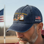 Personalized Patriotic 250th Anniversary Washed Cap with Embroidered American Flag