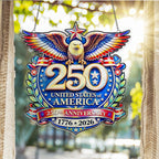 USA 250 Years Anniversary America Suncatcher Ornament, Us History Ornament, 250th Birthday Decor, 1776-2026 Ornament, 4th Of July Decor