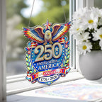 USA 250 Years Anniversary America Suncatcher Ornament, Us History Ornament, 250th Birthday Decor, 1776-2026 Ornament, 4th Of July Decor