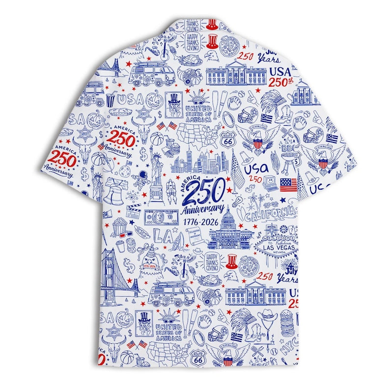 USA 250th Anniversary Hawaiian Shirt, Patriotic Aloha Wear Button Down