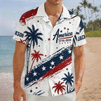 Custom America 250th Anniversary Hawaiian Shirt, 1776-2026 Patriotic Palm Tree Aloha T-Shirt, USA Semiquincentennial Button Down Gift