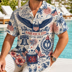 America 250th Anniversary Hawaiian Shirt, Patriotic 1776-2026 Button Up, Fourth of July Men Beach Shirt, We The People US Flag Clothing