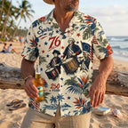 Spirit Of 76 Hawaiian Shirt, 250 Years America Hawaiian Shirt, Patriotic USA Flag Hawaii Shirt, Vintage US 250th Anniversary Button Down